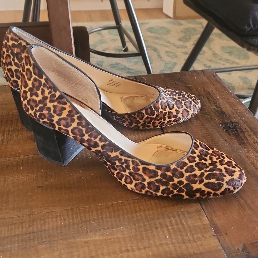 Leopard Print Block Heel Pumps